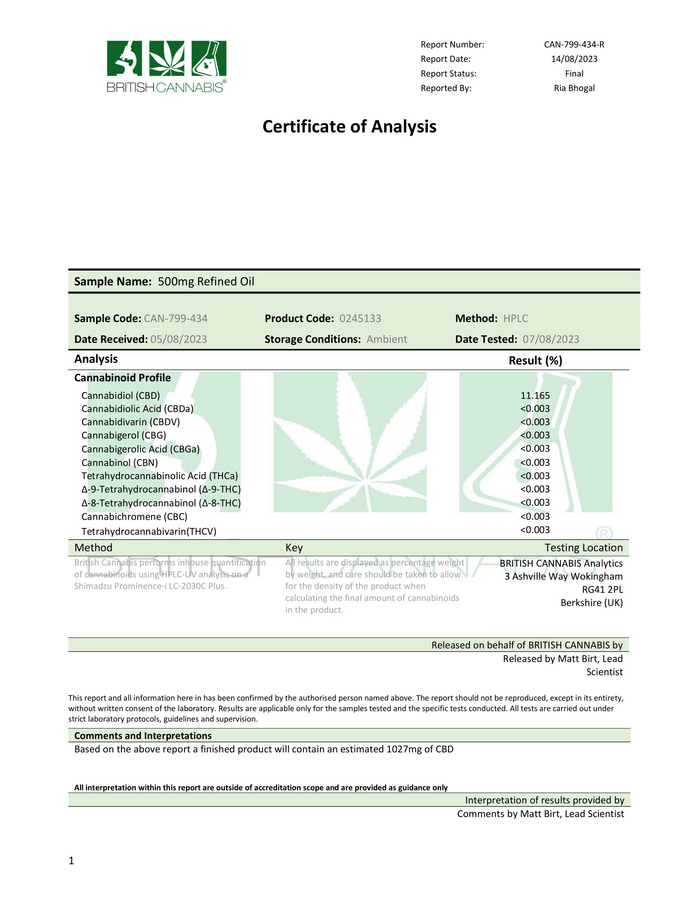 Hempura 500mg CBD Broad Spectrum Oil with terpenes - 10ml