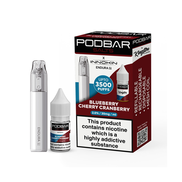 20mg Podbar Salts by Kingston x Innokin Endura S1 Disposable Vape Kit 3500 Puffs