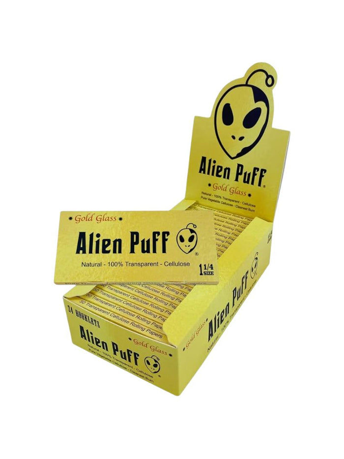 Alien Puff 1.25 Size Transparent Glass Papers Pack 24 Booklets (HP126)