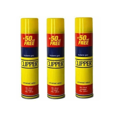 12 x Clipper 300ml Butane Gas With Adapter Cap