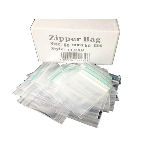 5 x Zipper Branded 60mm x 60mm Clear Bags