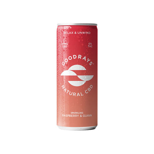 12 x Goodrays 30mg CBD Raspberry & Guava Seltzer 250ml