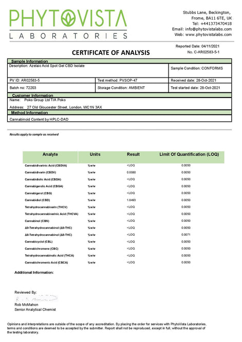 Poko 500mg CBD Azelaic Acid Spot Gel - 30ml