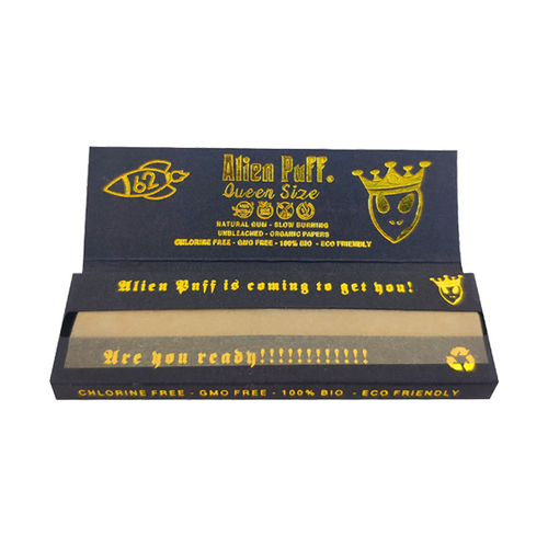 62 Alien Puff Black & Gold Queen Size Unbleached Brown Rolling Papers