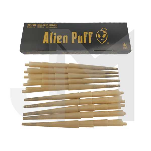 40 Alien Puff Black & Gold King Size Pre-Rolled 84mm Cones