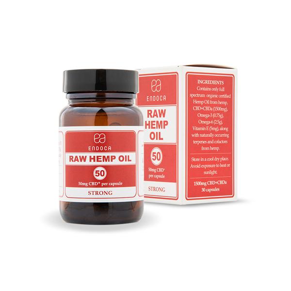 Endoca 1500mg CBD+CBDa Capsules Raw Hemp Oil - 30 Caps