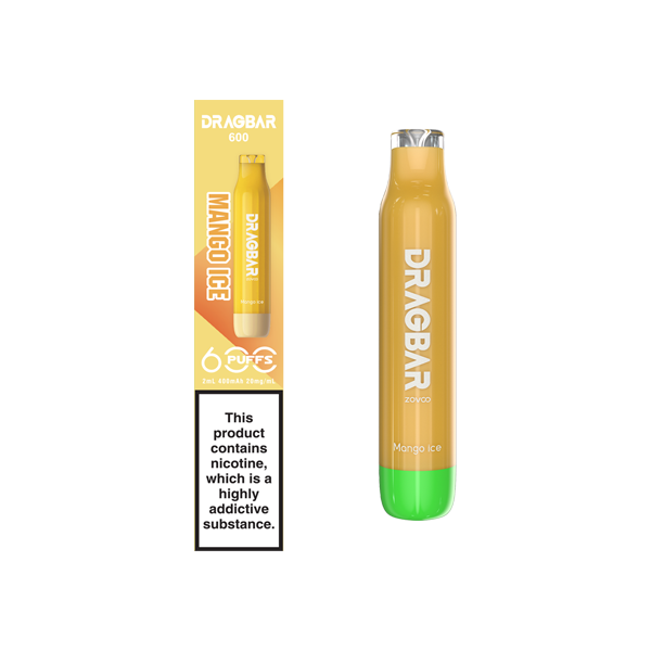 20mg Zovoo Dragbar 600 Disposable Vape Device 600 Puffs