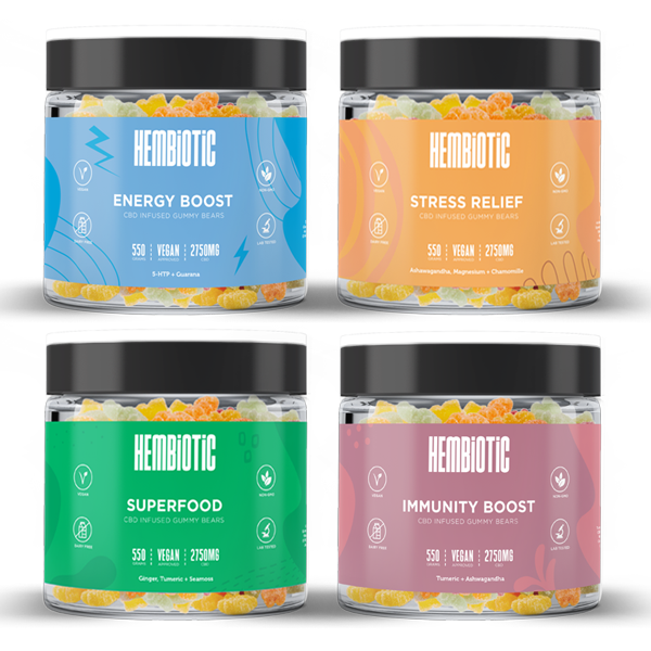 Hembiotic 2750mg Bulk CBD Gummy Bears - 550g